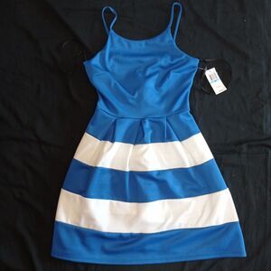 Junior's NWT B. Darlin Striped Fit Flare Blue/White Dress Size 5/6
